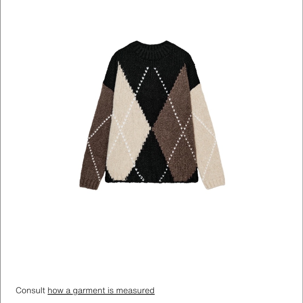 Zara Women's Argyle Sweater in Brown and Cream
Never worn !